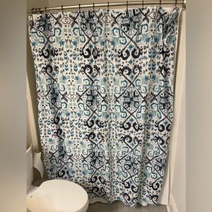 Style lounge ikat blue and white shower curtain